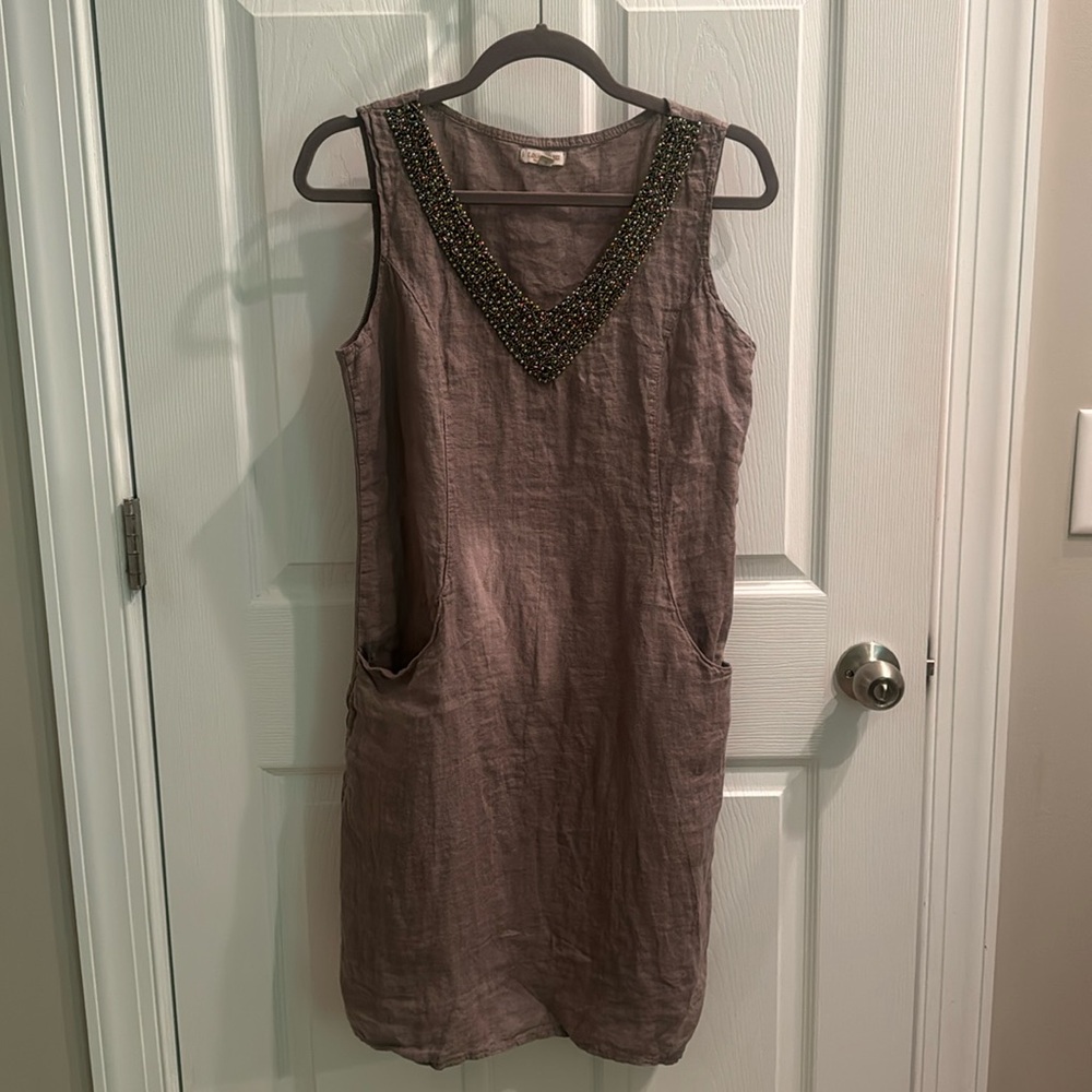 Lina Tomei casual 100% linen dress size small